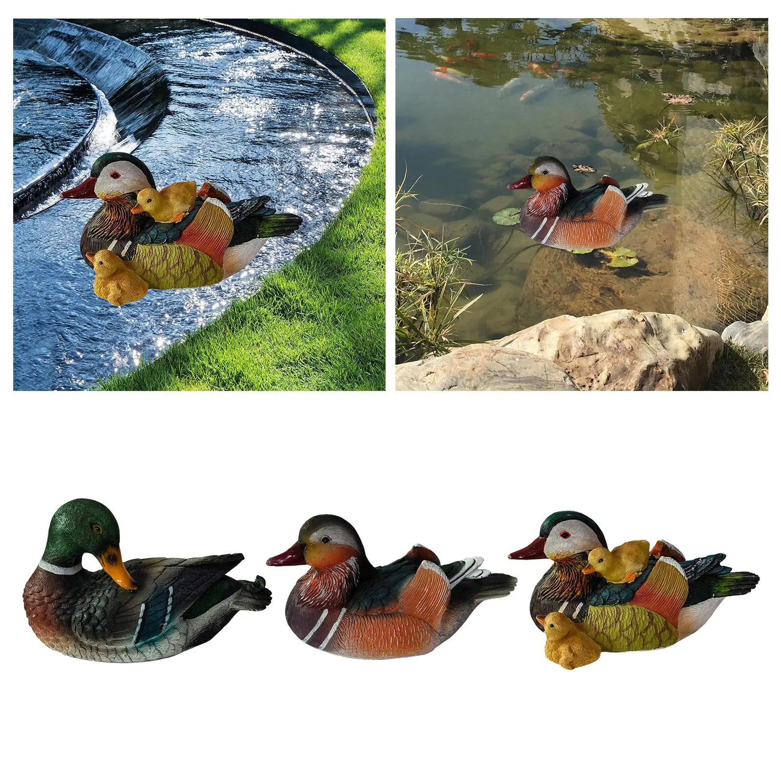 Resin Bird Mandarin Duck Sculptures Hunting Decoy Pool Pond Decoration