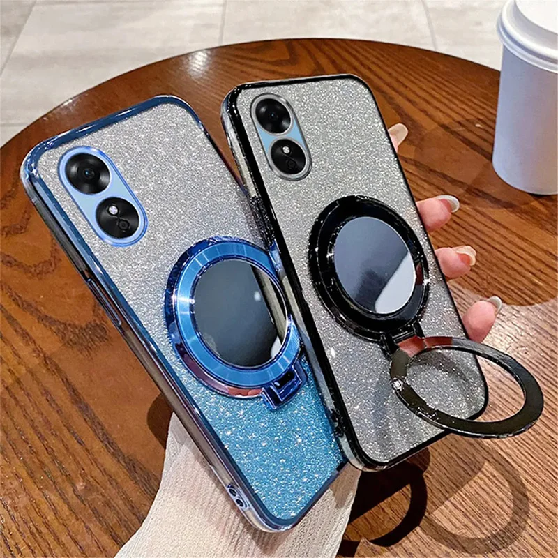 Glitter Mirror Bracket Gradient Case For OPPO Reno 11 12 Pro 10 A78 4G A77S A74 5G A77 A95 A94 Cover