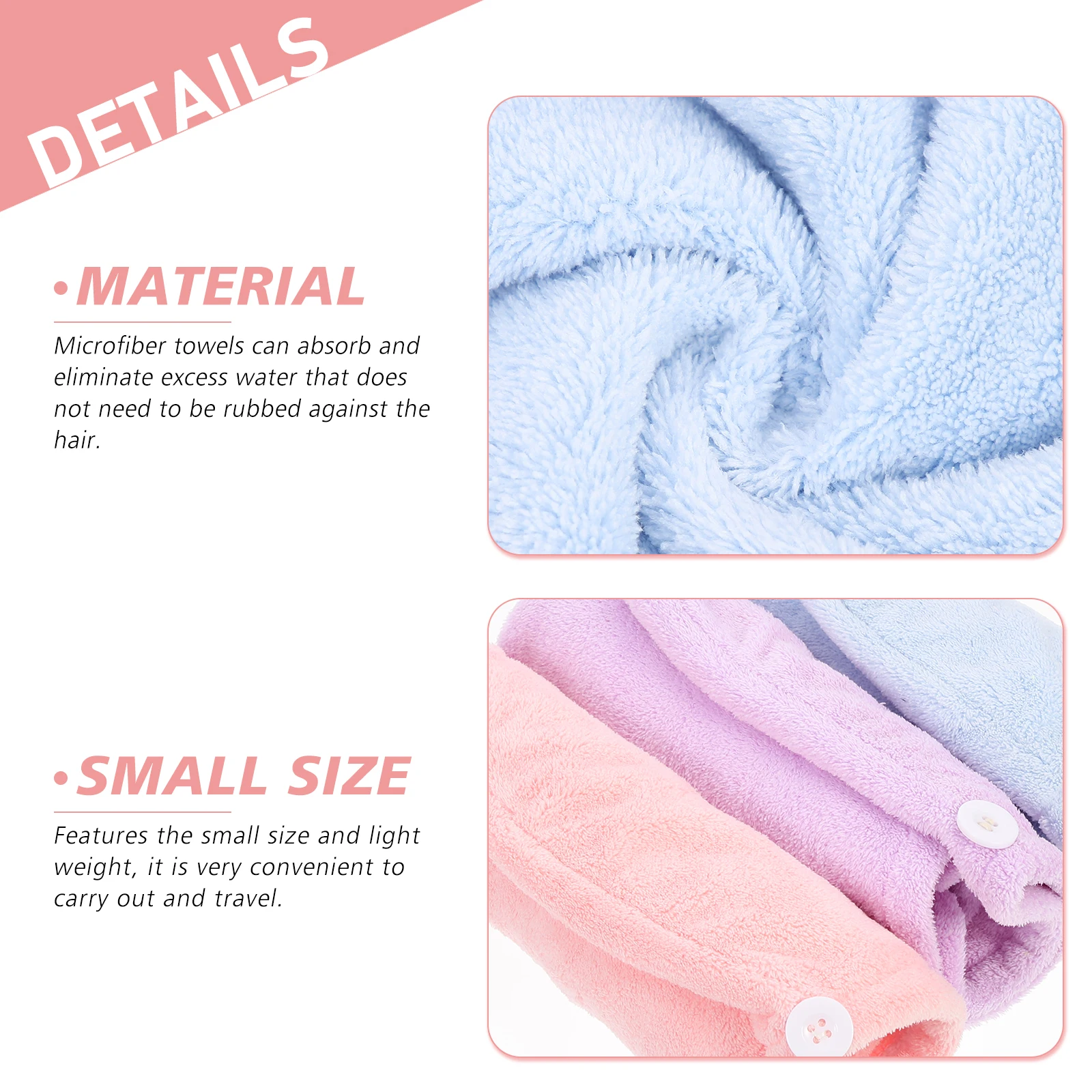

3pcs Towel Wrap Quick Soft Water Absorbent Travel Size Lightweight Portable Towels For Women Frizzy Curly Thick Thin Hair Fast