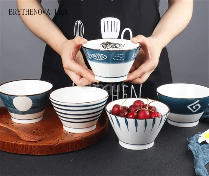 Japanese household ceramic rice bowl noodle soup dessert Korean Bowl Ice Creative Retro Tableware Hat Ceramic