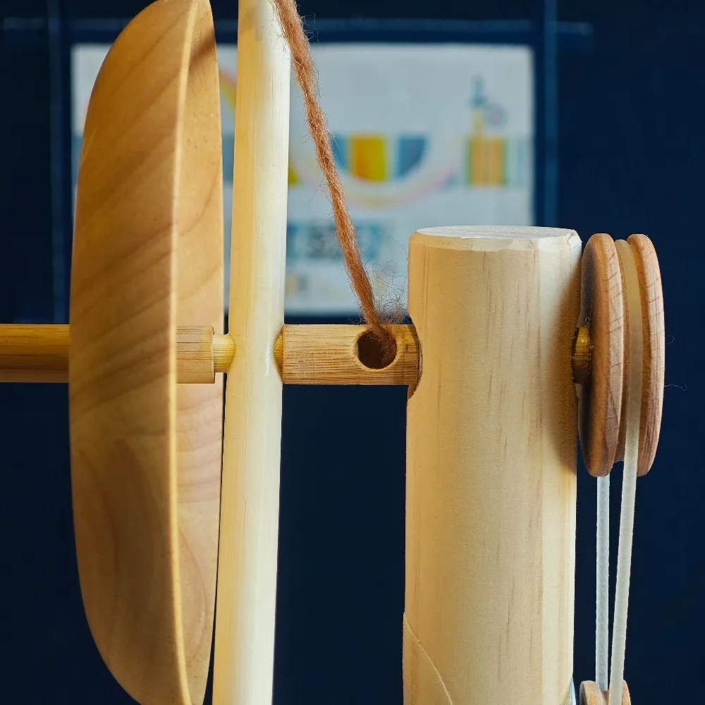 Large‑Size Electric Yarn Spinning Machine Twisting Plying Art Spinning Wheel for Thick Yak Wool Fiber Textile Hand Craft Tool