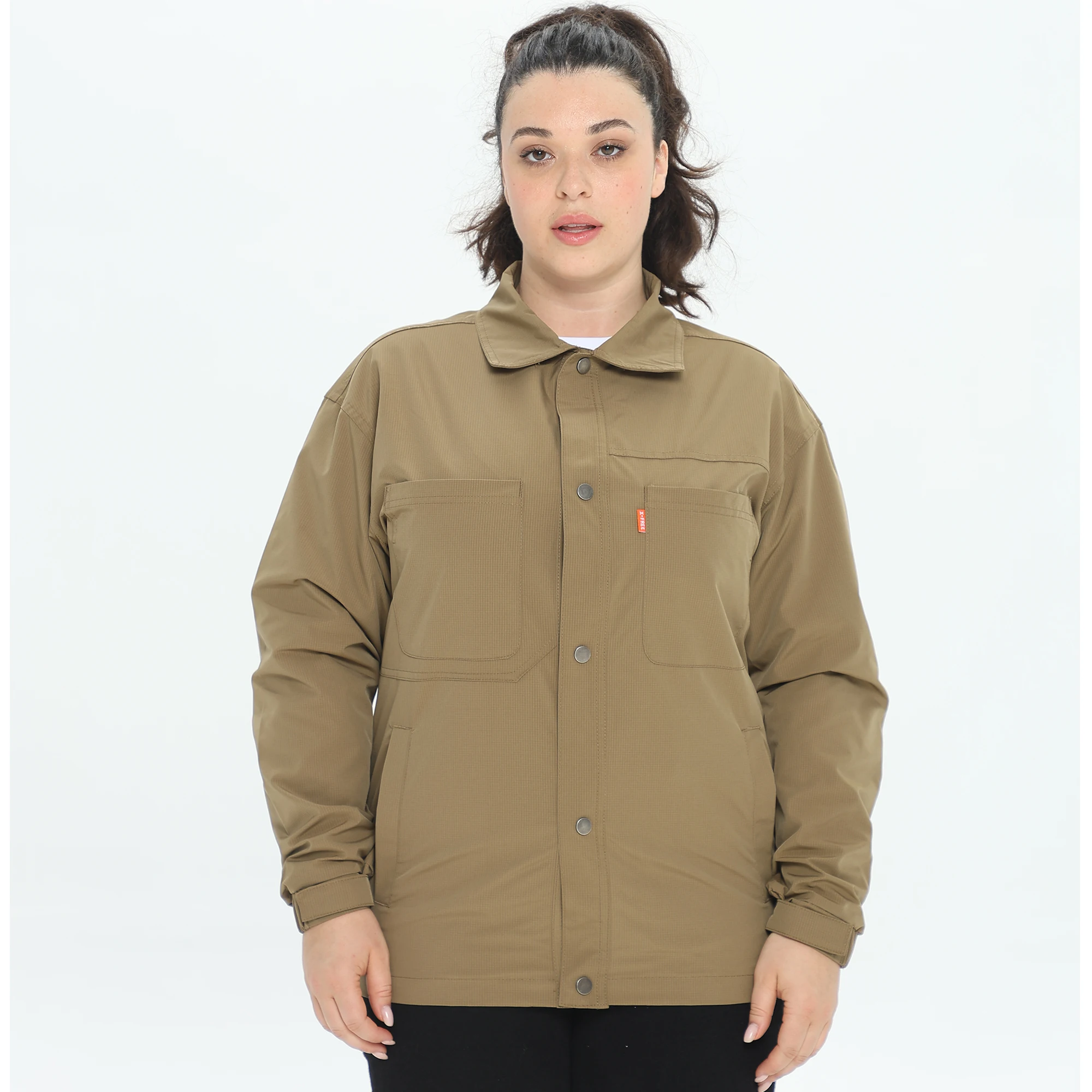 

Plus Size Elegant Autumn Coat Women Long Sleeve Zip Front Loose Shack Large Size Business Casual Work Office Jacket