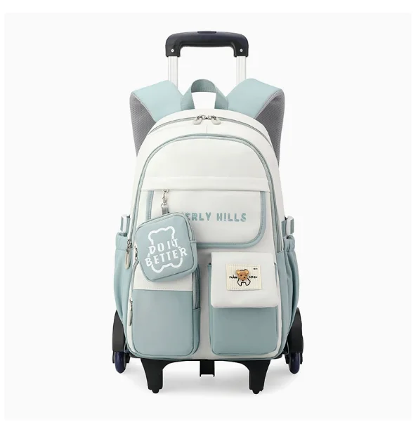 Kids Wheeled Boys Girls Backpack with 6 Wheels  Black Wheeled Boys Rolling Backpack for Girls Boy Elementary Middle School Bags