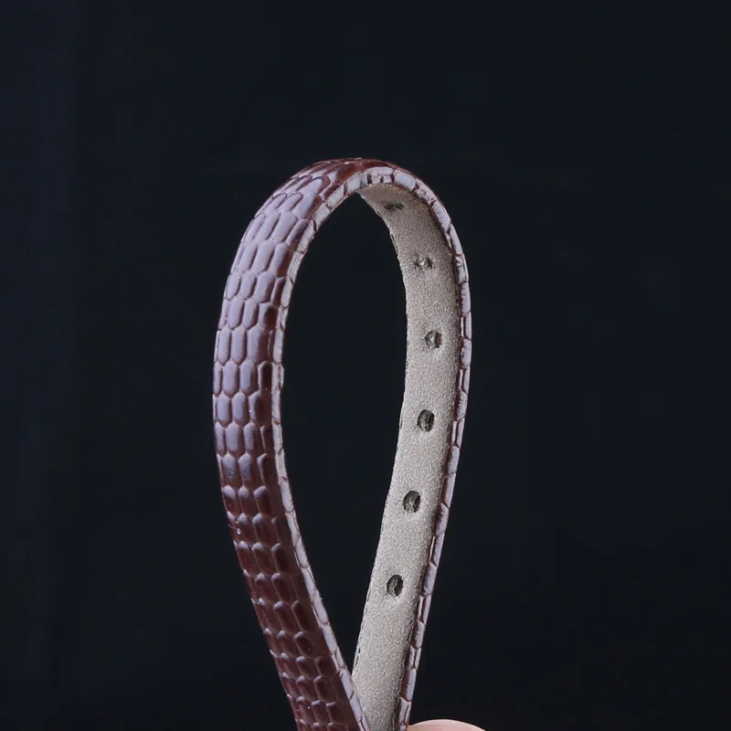 For Rose-mont women's small size, ultra-thin lizard pattern cowhide watch band with rose small square watch chain 6mm