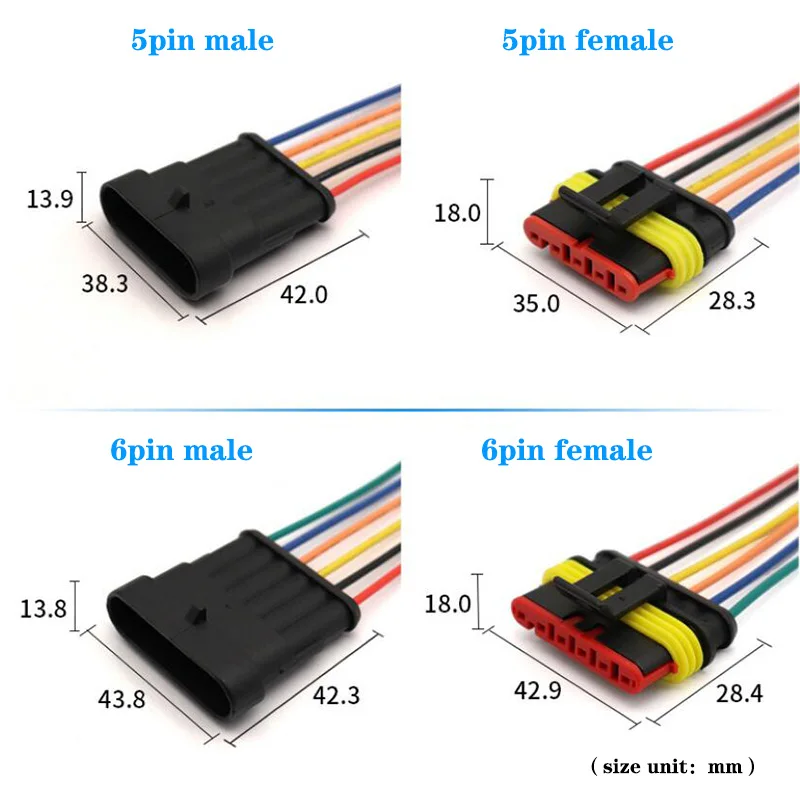 1pair 1P 2P 3P 4P 5P 6P Way Waterproof Electrical Auto cord Connector Male Female Plug 18awg with Wire Cable for Car Motorcycle