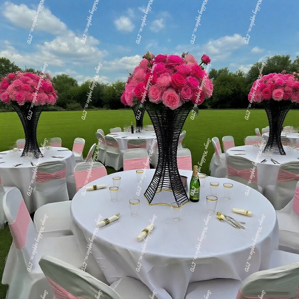 

10pcs )Wholesale Large Tabletop Tall Wedding Metal Flower Vase, Black Modern Luxury Table Centerpieces Vase