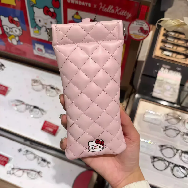 

Милая кожаная сумка для очков Hello Kitty, розовая сумка для хранения очков, защитный чехол для солнцезащитных очков, подарок Sanrio для девочек