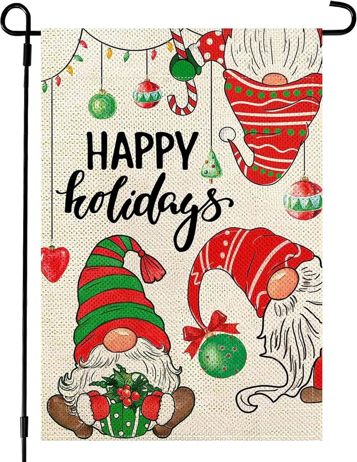 Christmas Gnome Holiday Happy Garden Flag 12x18 inch, Home Outdoor Garden Winter Christmas Ball Garden Flag Decoration -A