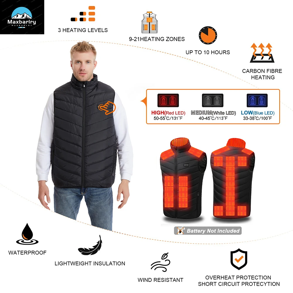 heating Vest, Usb Smart Switch 9-11 Zone Heating Vest, Electric Heating Hunting Vest, Men's And Women's Windbreak Padded Jacket