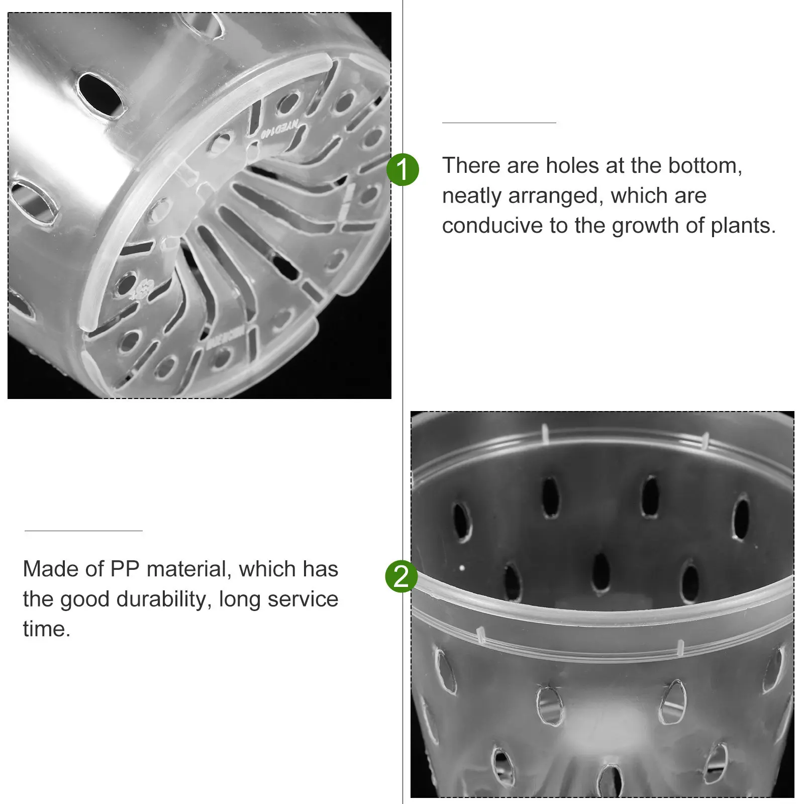 5Pcs Control Root Flower Pots PP Material Orchid Planter with Drainage Holes Humidity Retaining Sturdy Garden Balcony Greenhouse