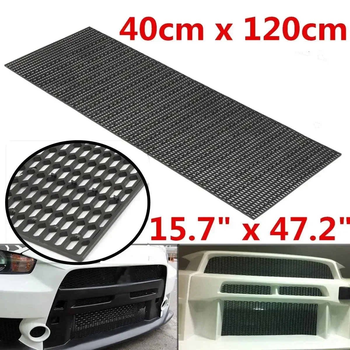 Universal Car Racing Bumper Air Intake Racing Honeycomb Meshed Grille Spoiler Bumper Hood Vent Racing Grills 120X40cm Body Kit