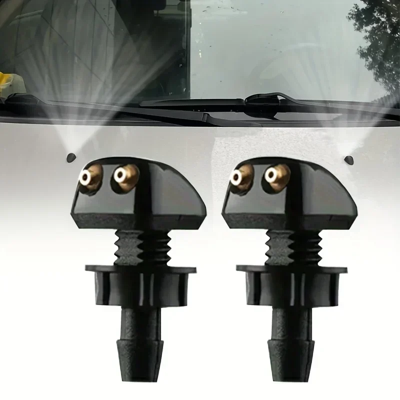

Car Windshield Wiper Washer Spray Nozzle Fits Most Car Models Car Dual Holes Windshield Washer Nozzle Water Spray 1/2Pcs