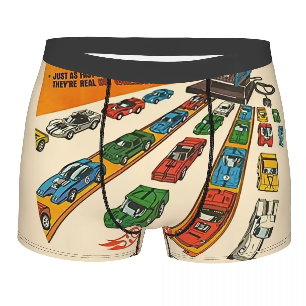 Custom Hot Wheels Factory Boxer Shorts Men 3D Print Male Stretch Cartoon Sport Car Underwear Panties Briefs