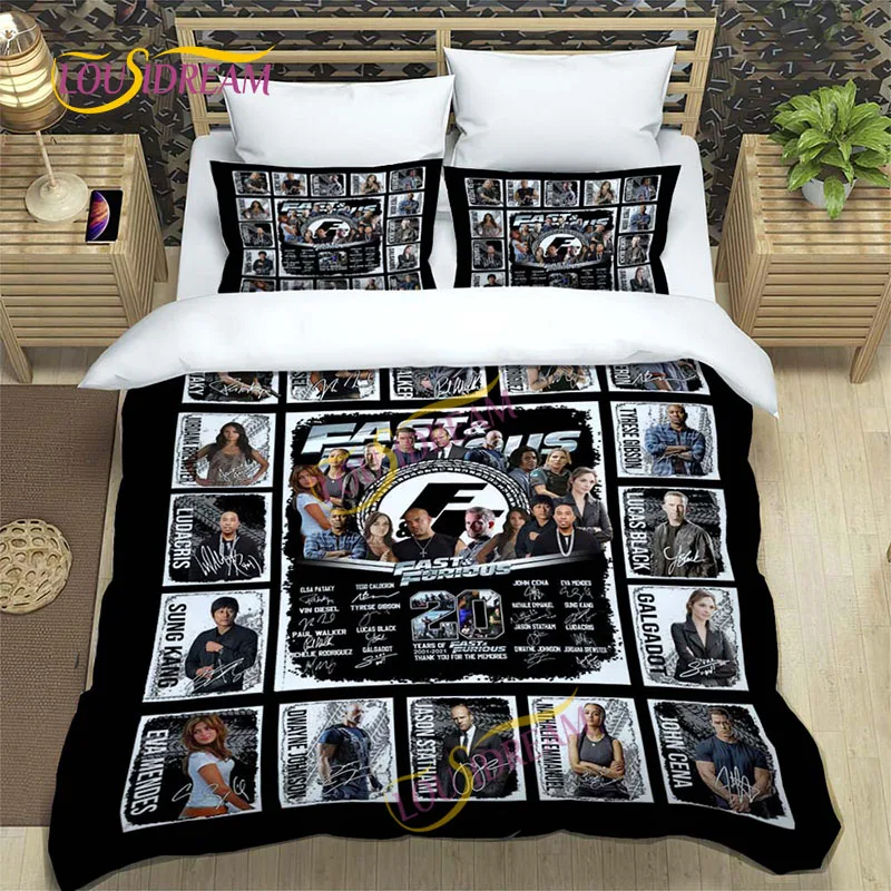 Street Racing Fast & Furious Duvet Cover Comfortable Bedding Set Youth Boys Single/Double Soft Duvet Cover and Pillow Cover