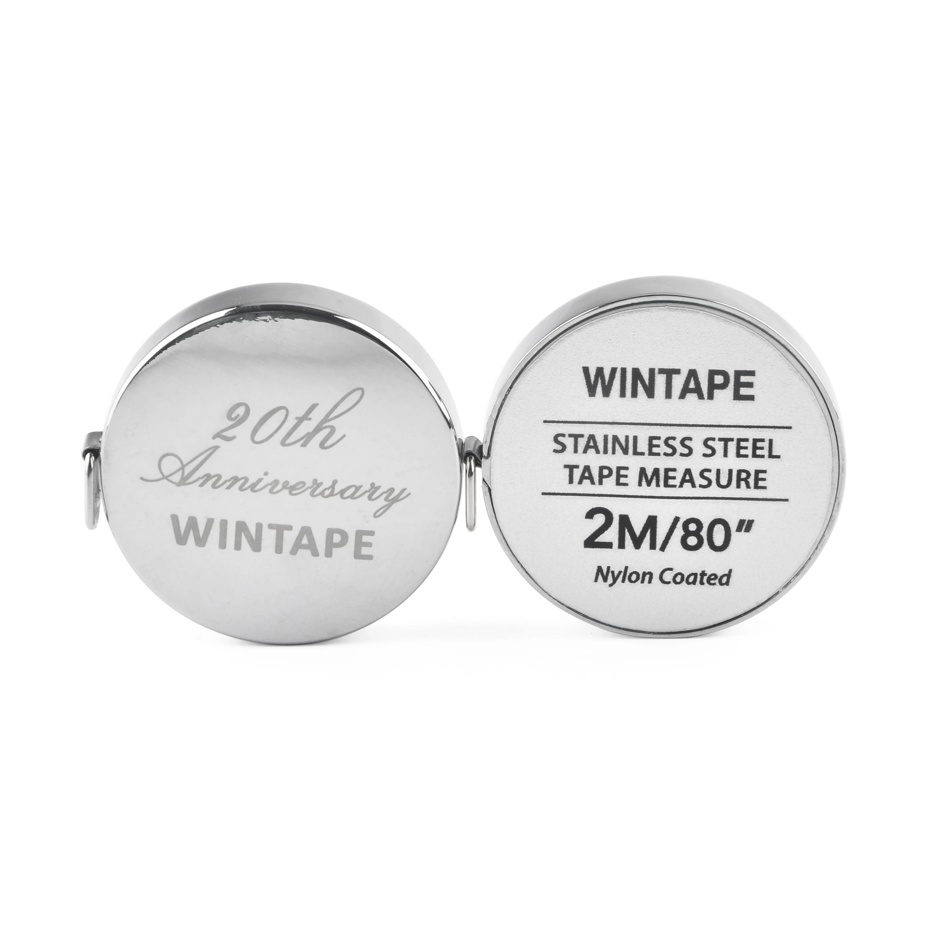 WINTAPE Mini 2M เครื่องมือสแตนเลส Hand Cranked ไม้บรรทัดวัดพวงกุญแจการวัด Key แหวน Homeworker เครื่องมือ