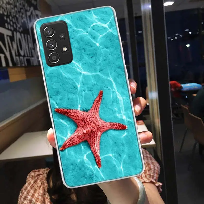 Starfish on The Clear Sea Beach Phone Case For Galaxy Samsung A12 A22 A32 A42 A52 A52S A72 A54 A34 A24 A14 A73 A53 A33 A23 A13 F