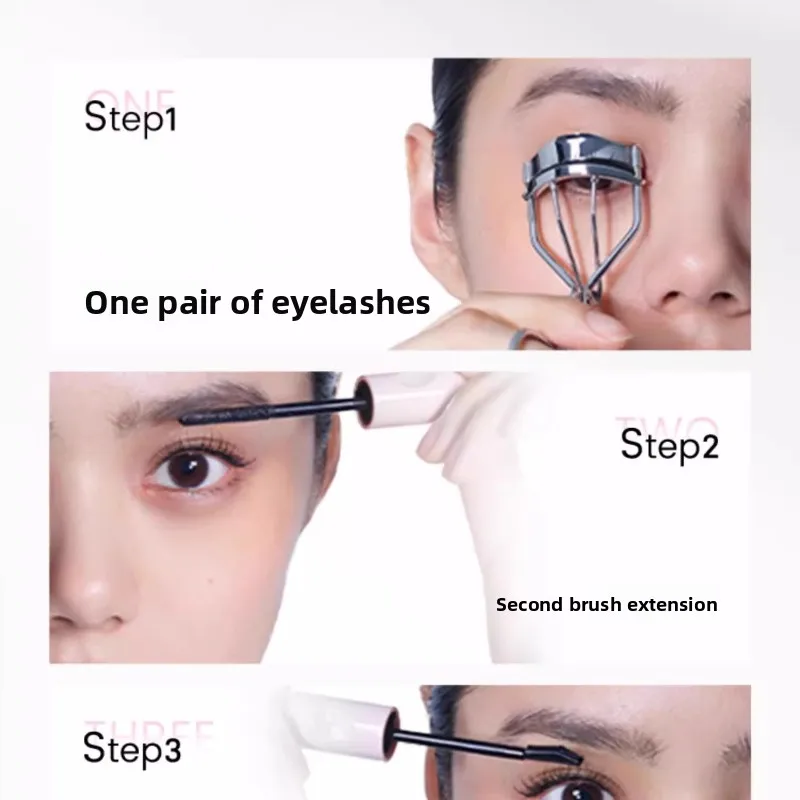 Sanzitang Mascara a doppia testa Mascara in fibra di seta Mascara impermeabile per estensione ciglia Nero Spessore Allunga ciglia Cosmetico