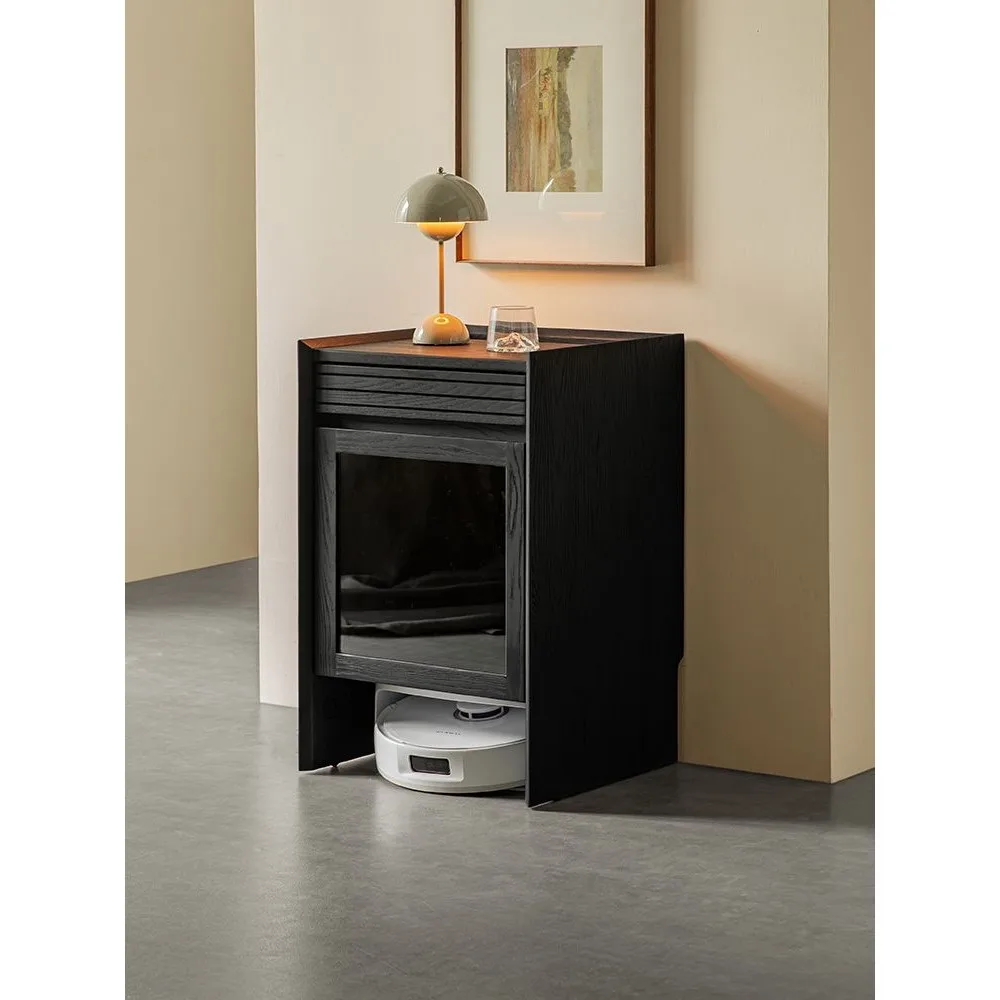 

Universal Sweeping Robot Cabinet Stone Narwal Keworth Black Solid Wood Mobile Short Side Storage
