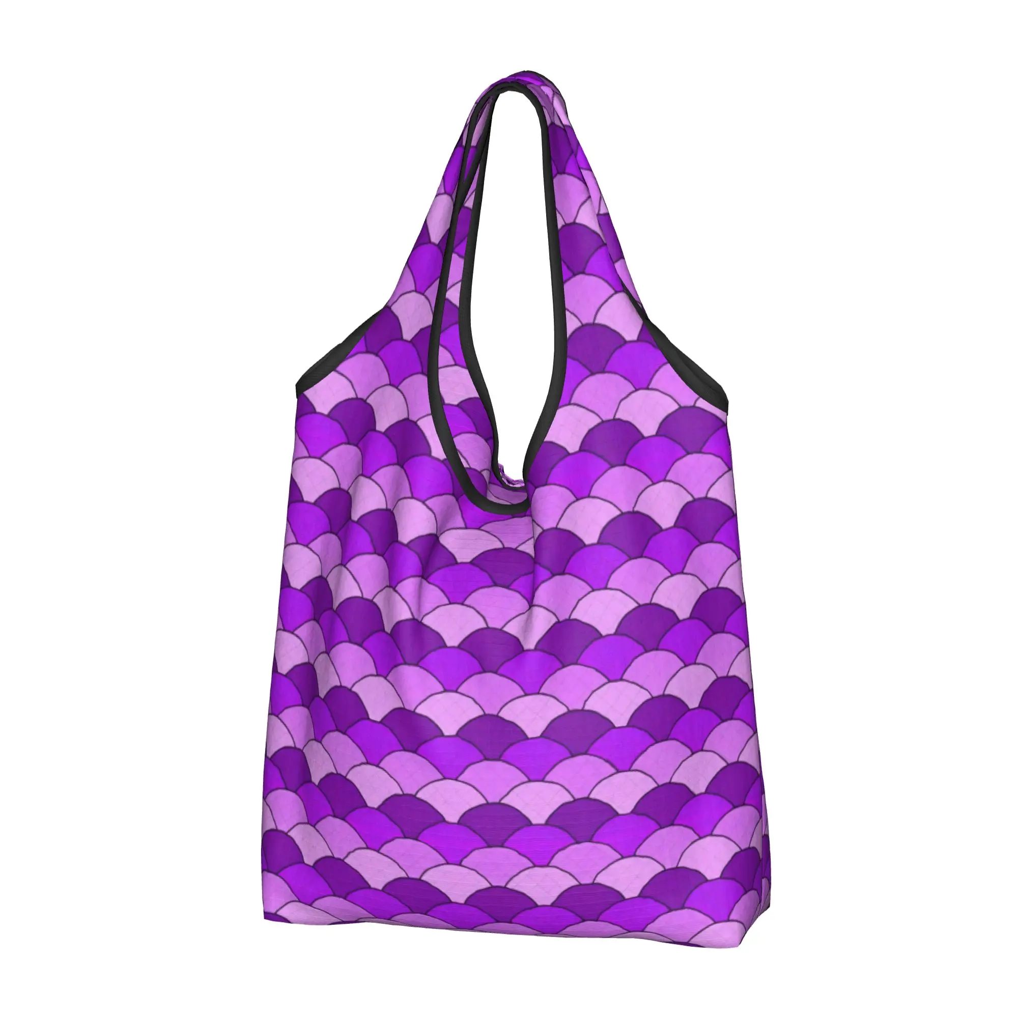S-Seigaiha Geometric Scallop Fish Scale Japane  Groceries Shopping Bags Custom Shopper Shoulder Tote Bag Big Capacity   Handbag