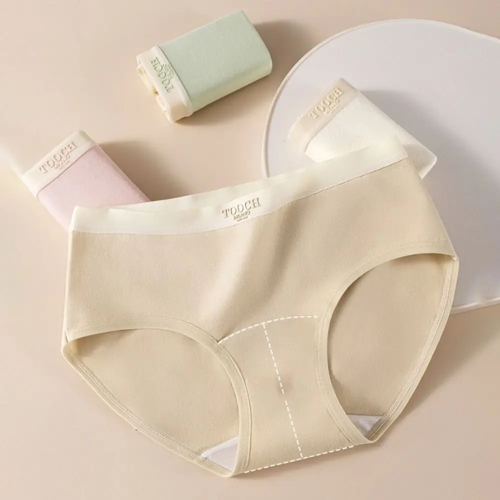 

5PCS Fashion Thin Mid Waist Panties Underwear Lingerie Simple Solid Briefs Cotton Crotch Women's Underpants Lady