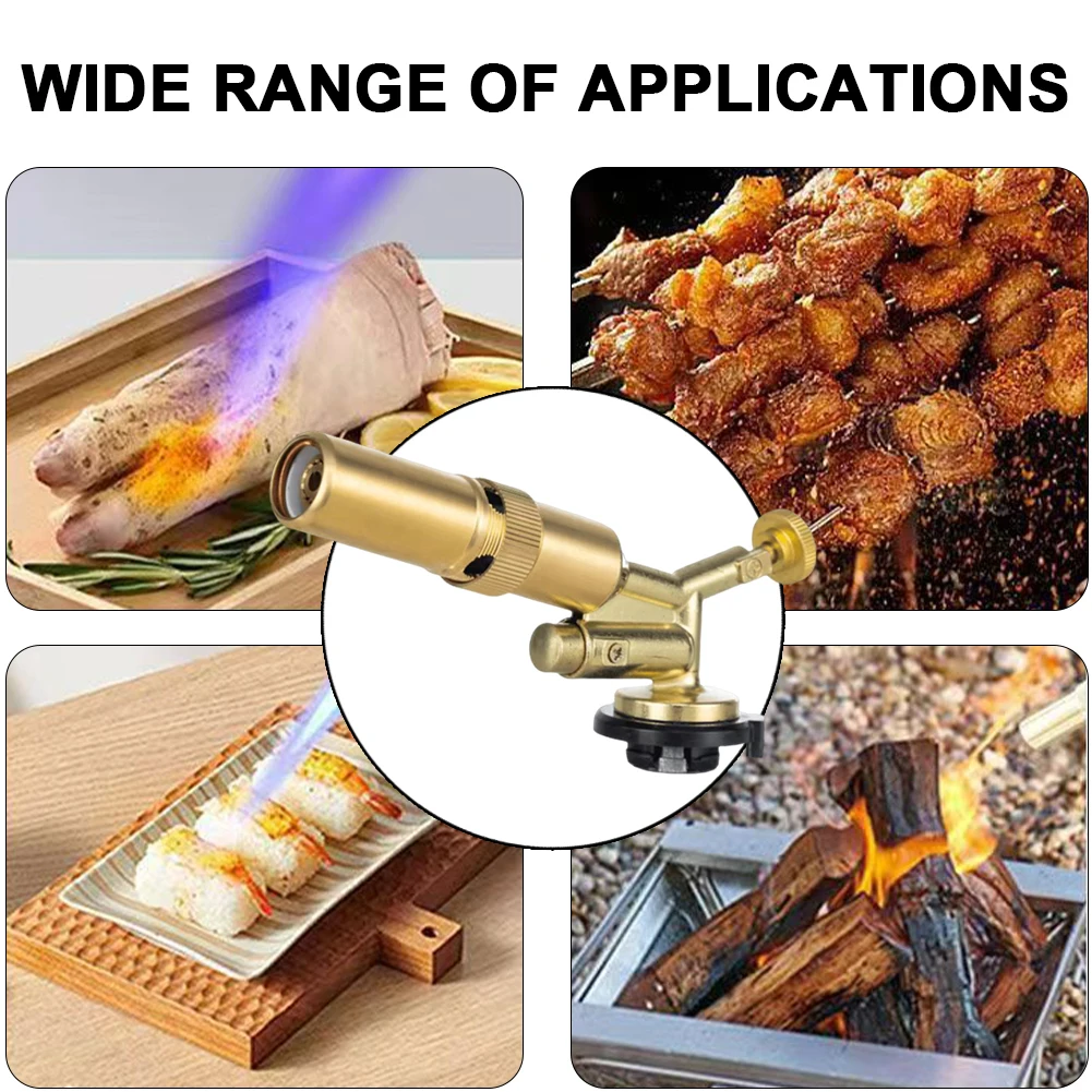 Metal Welding Torch Adjustable Flame Portable Gas Torch Flame Gun Butane Torch Flame Butane Burner Outdoor Camping BBQ Lighter