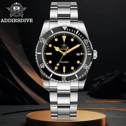 ADDIESDIVE 39mm Men Watch New Quartz Wristwatch Automatic Date Ceramic Bezel Diving 200m Waterproof Luminous Steel Watch AD2072