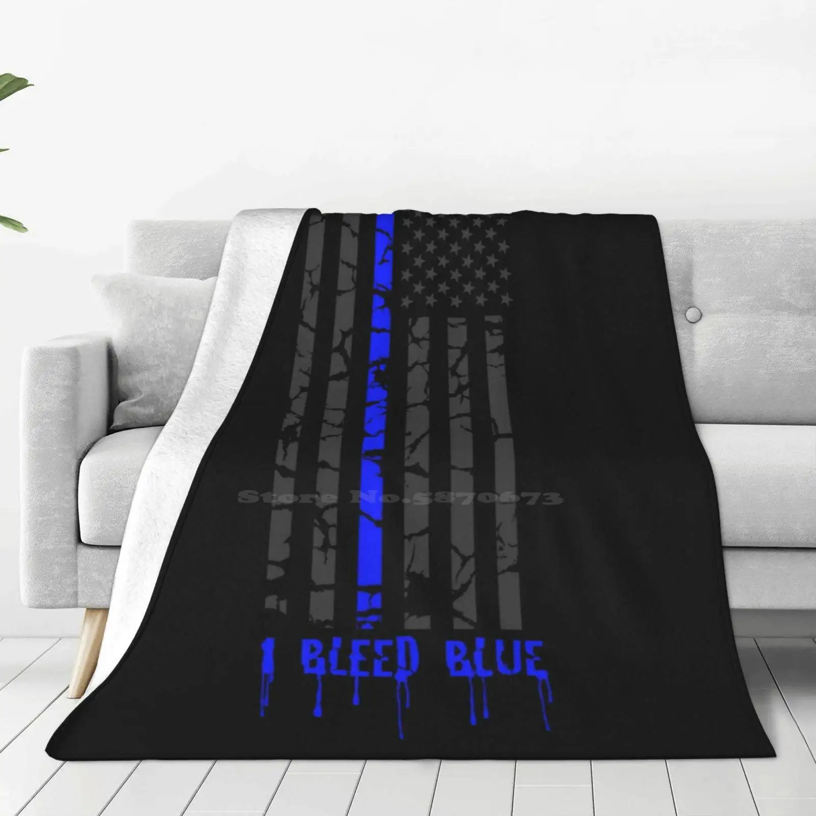 Thin Blue Line-I Bleed Blue Best Selling Room Household Flannel Blanket Thin Blue Line Police Officer Law Enforcement Leow