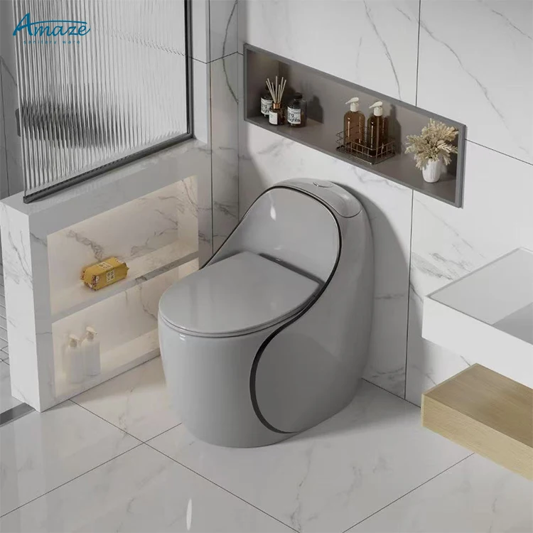 Factory Luxury Round Egg Shape One Piece Toilet Commode Siphon Color Water Closet Floor Mounted WC for Bathroom - view 4
