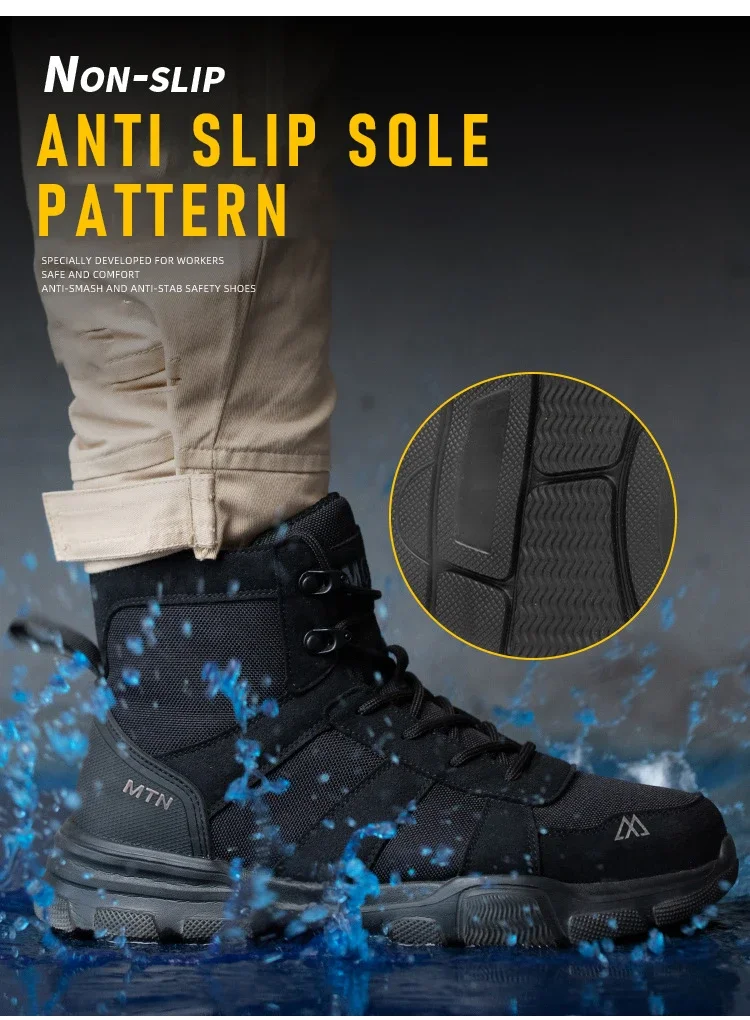 Stahlkappen-Arbeitsschuhe Unzerstörbare Sicherheitsschuhe für Männer Stoßfeste, durchtrittsichere Bergbaustiefel Modische Herren-High-Top-Stiefel Sneakers – Detail 13