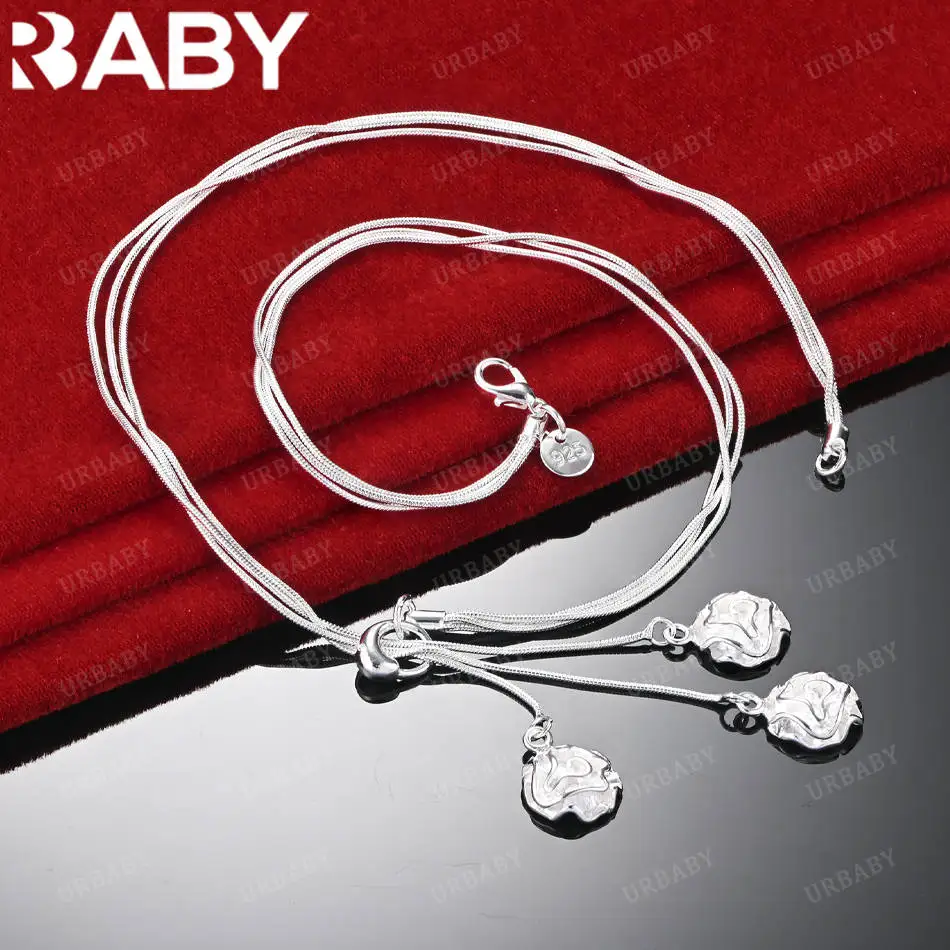 

URBABY стерлингового серебра 925 пробы, ожерелье-цепочка в виде розы и змеи для женщин, модные украшения, романтический шарм, подарок на день рождения, помолвка