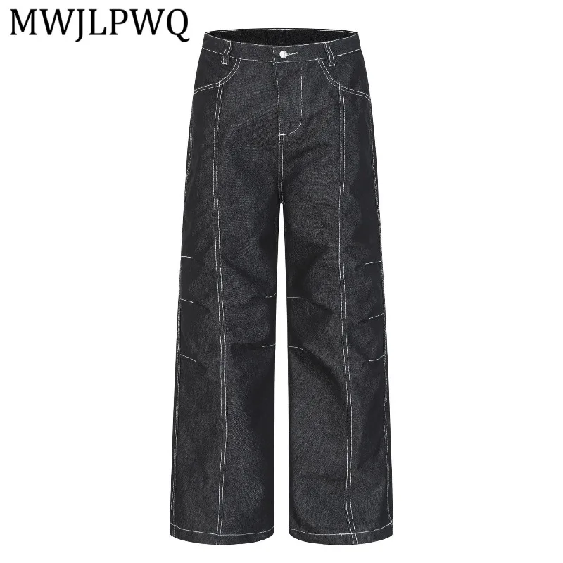 

MWJLPWQ 2026 Spring Autumn American Style Streetwear Simple Versatile Non-Stretch Jeans Straight-Leg Trousers For Men New 15669