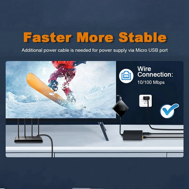 2X Micro-USB Network Card Ethernet Adapter Micro-USB To 100M Network Card For 4K Fire TV Stick Ethernet Switch Router