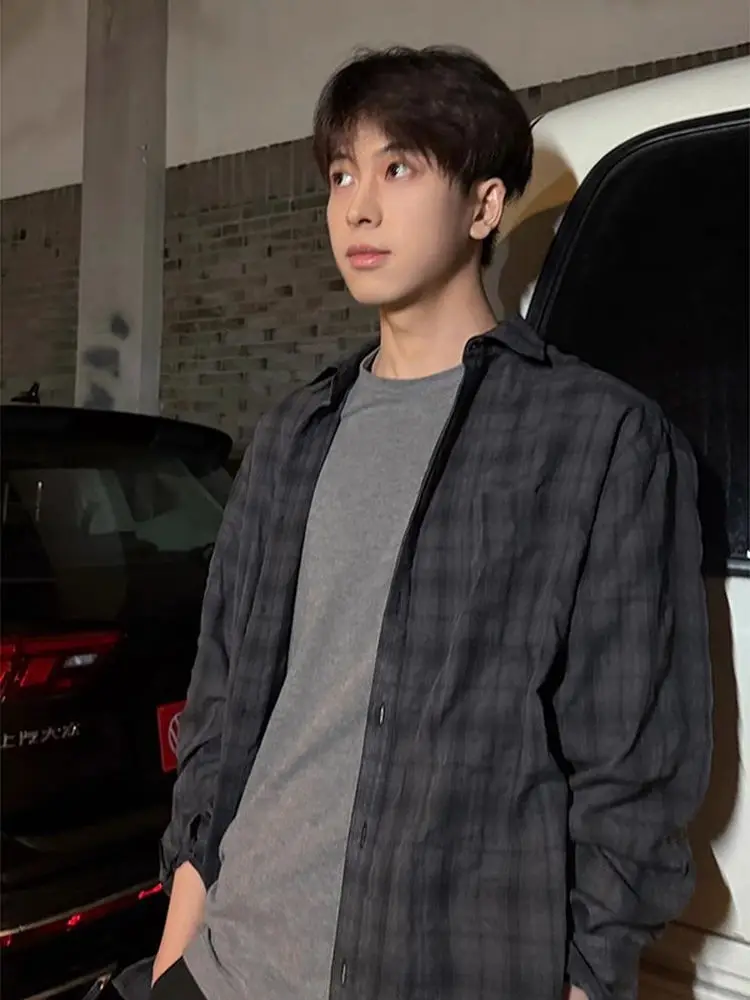 

Ice Silk Qui Dry Plaid irt Jaet Men's Summer Thin American Retro Couple's Cheered Sun Protection irt Coat