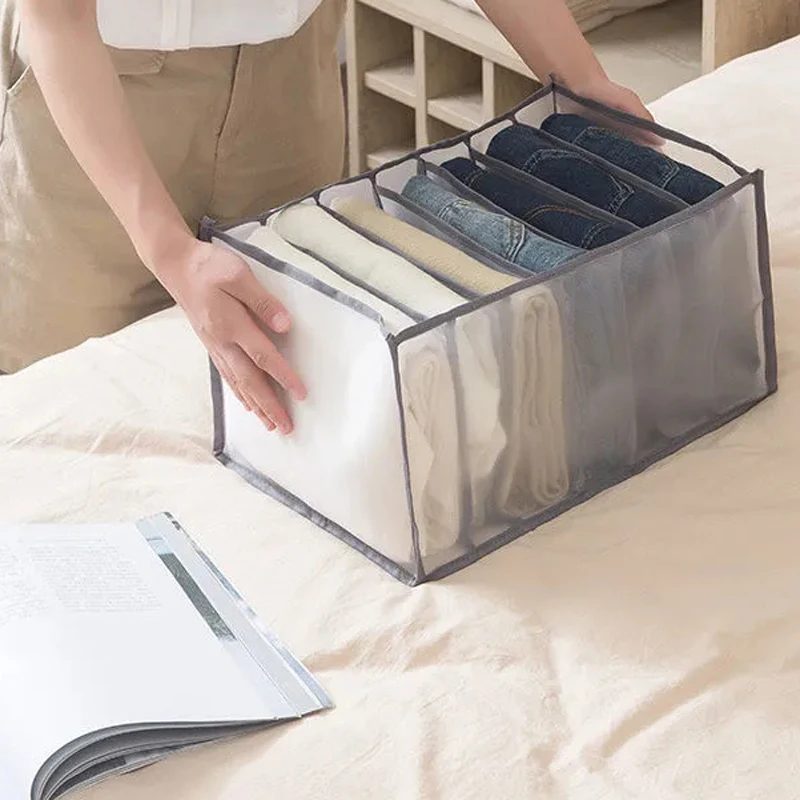 Non-woven Fabric Casual Pants Jeans Storage Box Transparent Clothes Pants Storage Basket Divided T-shirt Sweater Storage Box