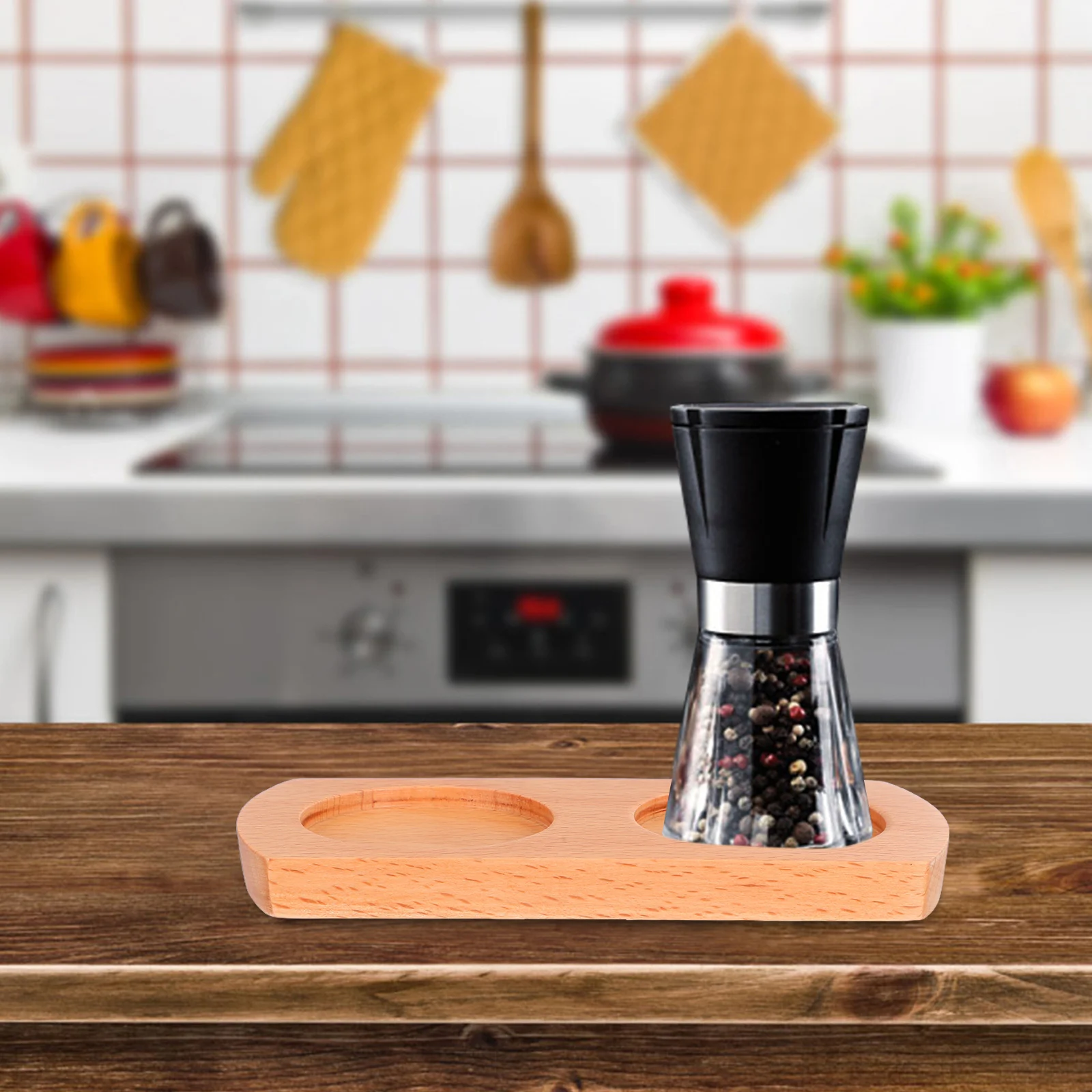 

Grinder Base Pepper Rest Holder Tray Rack Wood Kitchen Accessories Countertop Stand Pedestal Salt Shaker Universal Compatibility