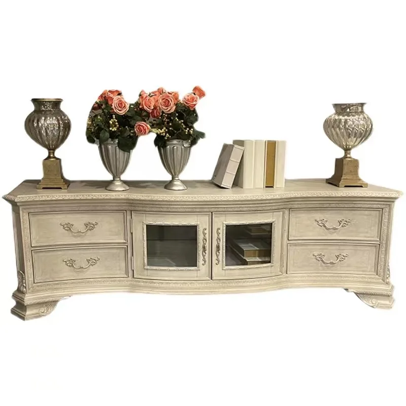 

American style, revival imprint solid wood TV cabinet European style retro living room video cabinet luxury carved TV cabinet