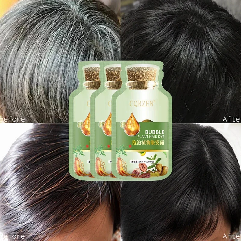 Gray White to Black Hair Dye Natural Plant Shampoo Black Coffee Chestnut Brown Long Lasting Coloring Fashion Style Hair Care