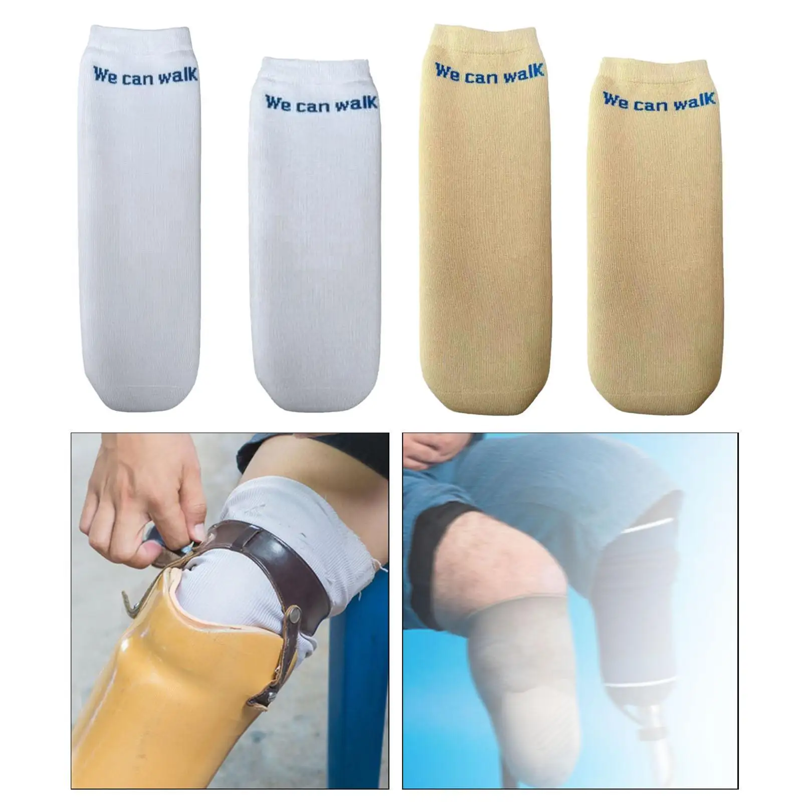 

Prosthetic Limb Sock, below Knee Breathable Elastic Portable Cotton Stump Sock, Amputee Sock for Practice Home