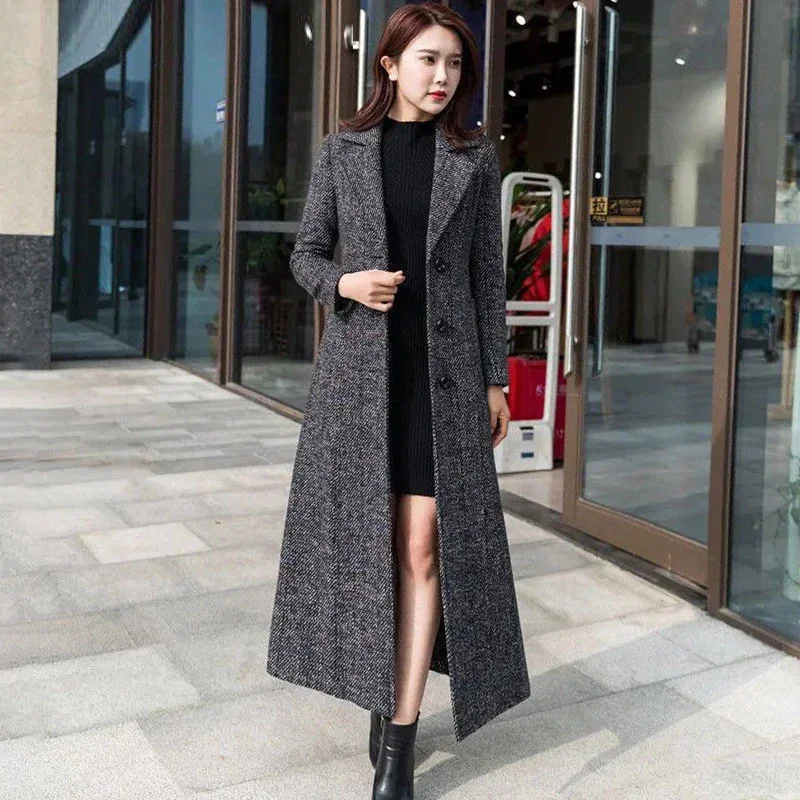 

Women Autumn Korean Edition Mid length Slim Fit Suit Coat New Women's Loose Small Fragrance Outerwear Spliced Coat Cardigan A478