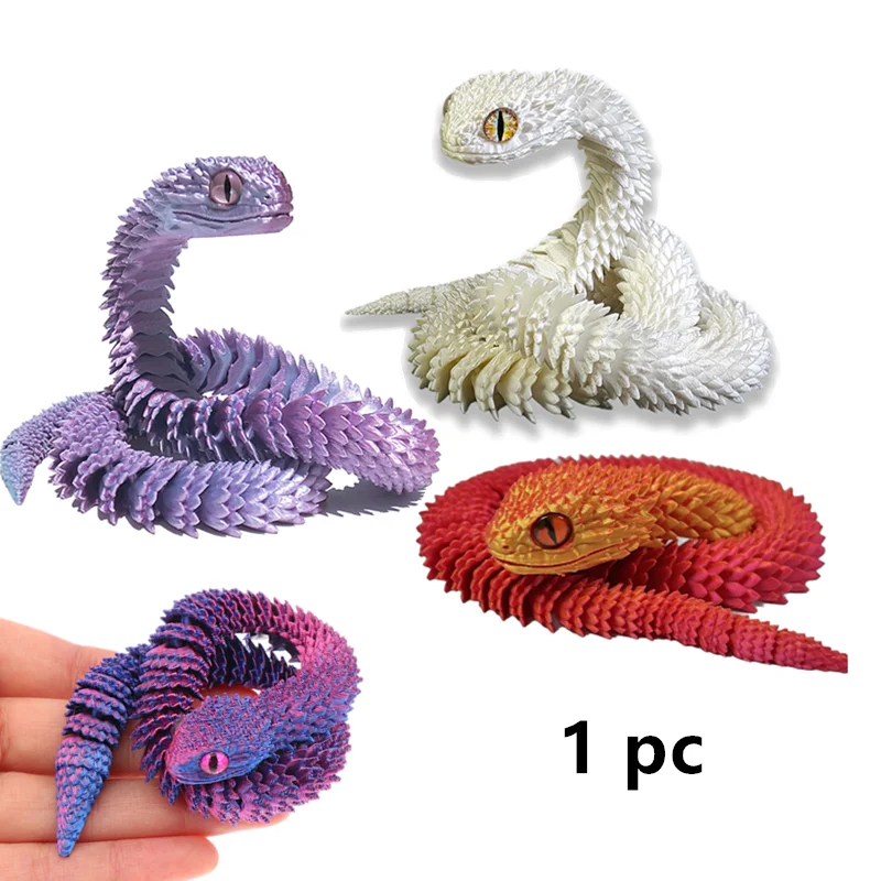 

1PC Gifts For Children 3D Printed Snake Simulation Snake Figurine Flexible Joints Office Desk Toy Home Office Decor Ornament