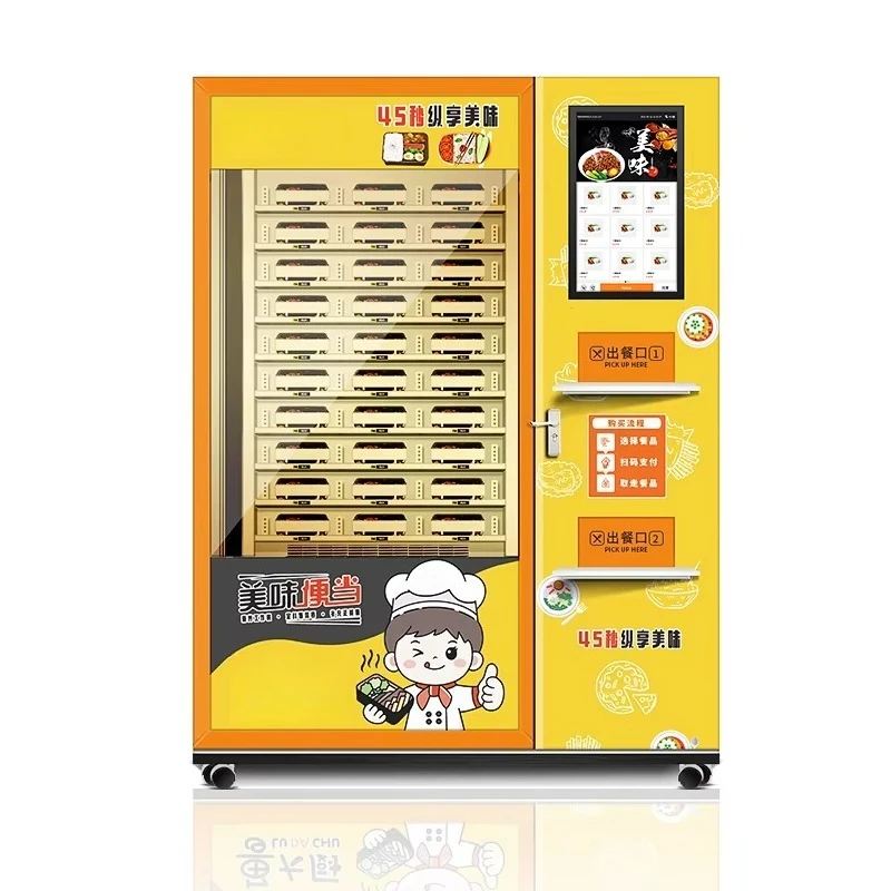 Customized Fast Food Lunch Box Vendor 24H Self-service Microwave Heating XY Axis Elevator Defrost Windows Professional Supplier