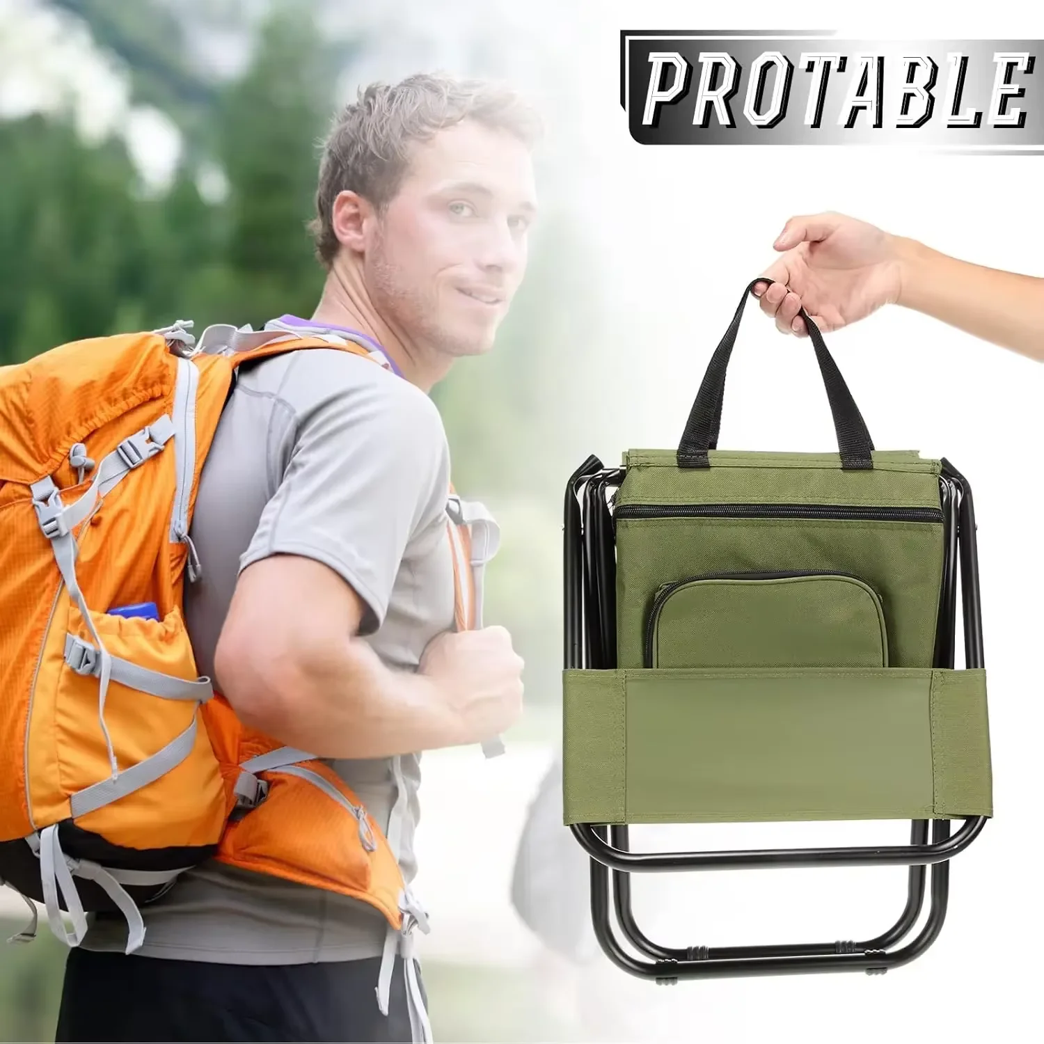 

Fishing Stool Detachable Portable Folding Chair Beach Camping Chair with Cooler Backrest Lightweight Outdoor Folding Chair