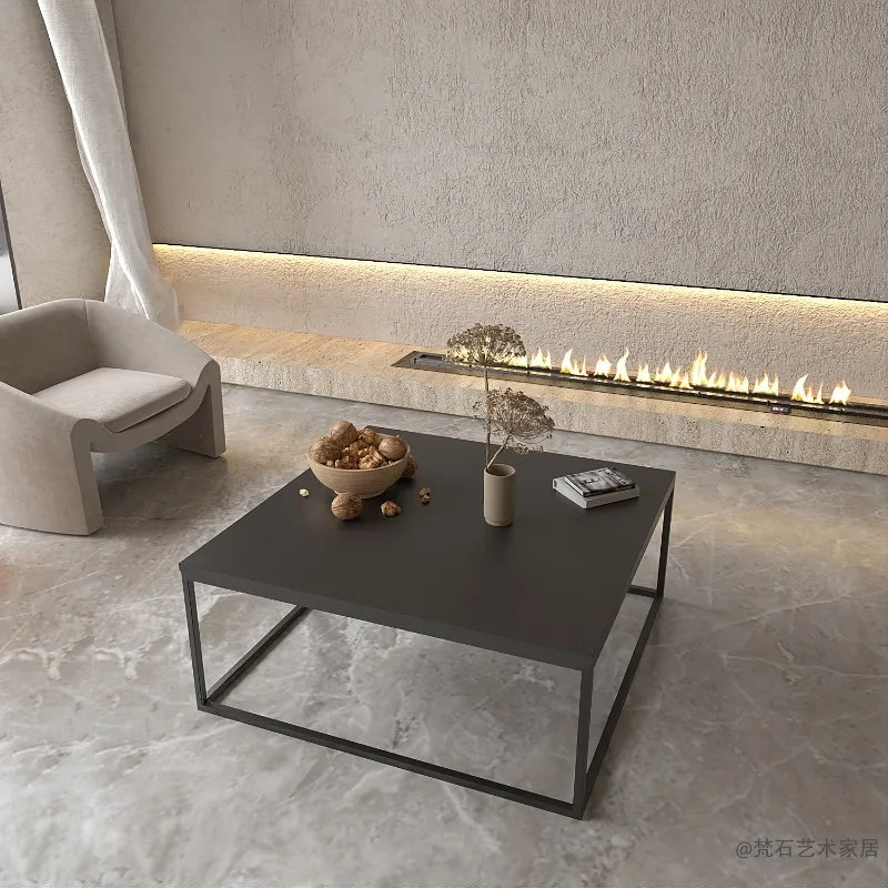 Minimal wrought iron small coffee table Nordic living room apartment light luxury creative side modern high-end square