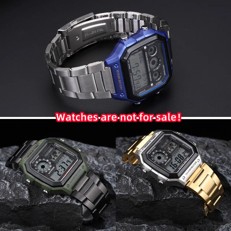 Spot wholesale Modified Casio small square AE1200/AE1300 series watch metal stainless steel case shell Ring screw and Tools 18mm