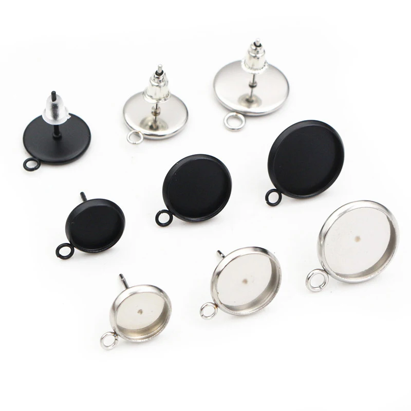 

20pcs 8/10/12mm Inner Size Earring Stud Blank Base Setting Fits 8-12mm Cabochons DIY Earring Making Findings