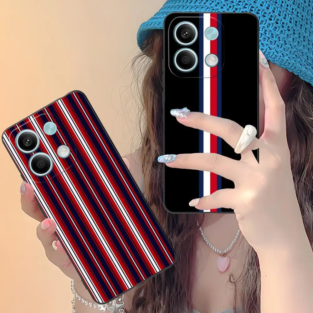 

Чехол для телефона Xiaomi Redmi 15 14 13 12 A5 3 2 1 C Plus 4G 5G с красно-синими полосами, красочный принт, роскошный, стильный