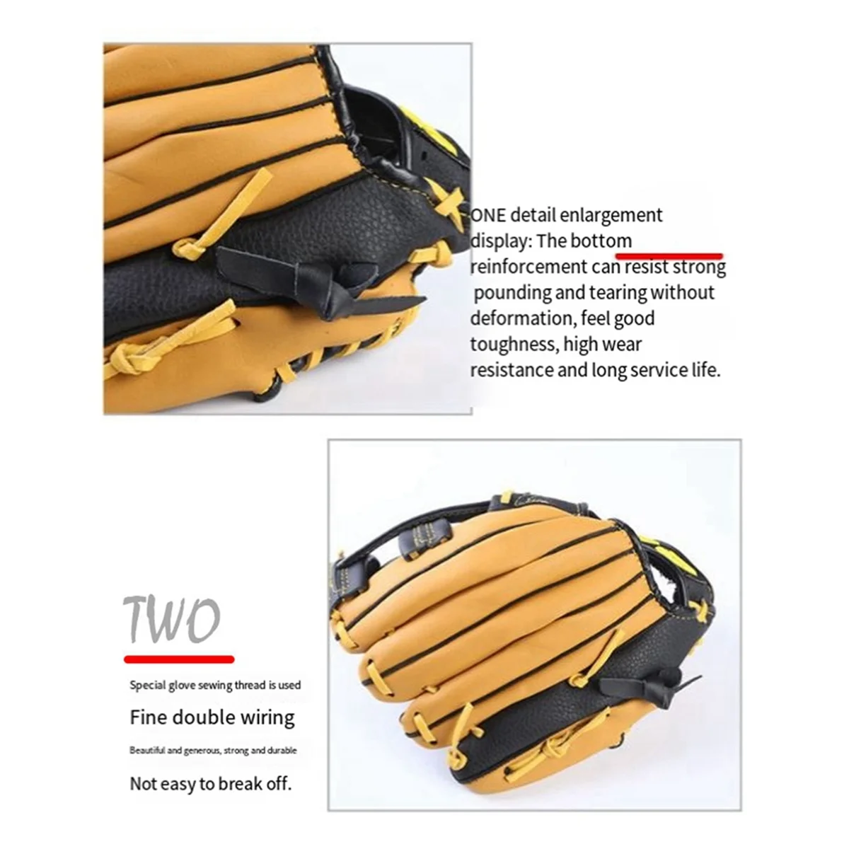 Double Layer Cowhide Baseball Glove, Softball Glove 11.5Inch, Suitable for Teenagers