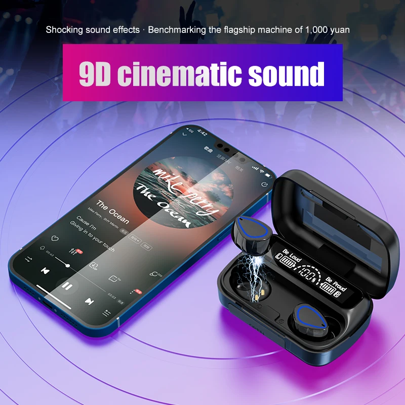 New R10 Mirror Digital Display Earbuds Wireless Bluetooth 5.3 Earphones with High Battery In Ear Sport Noise Reduction Headphone