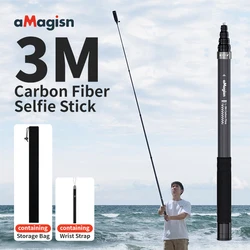 aMagisn 3m Görünmez Selfie Çubuğu ,  Karbon Fiber  Profesyonel Monopod  Teleskopik Çubuk  DJI Gopro Insta360 X3 X4 Aksesuarları için