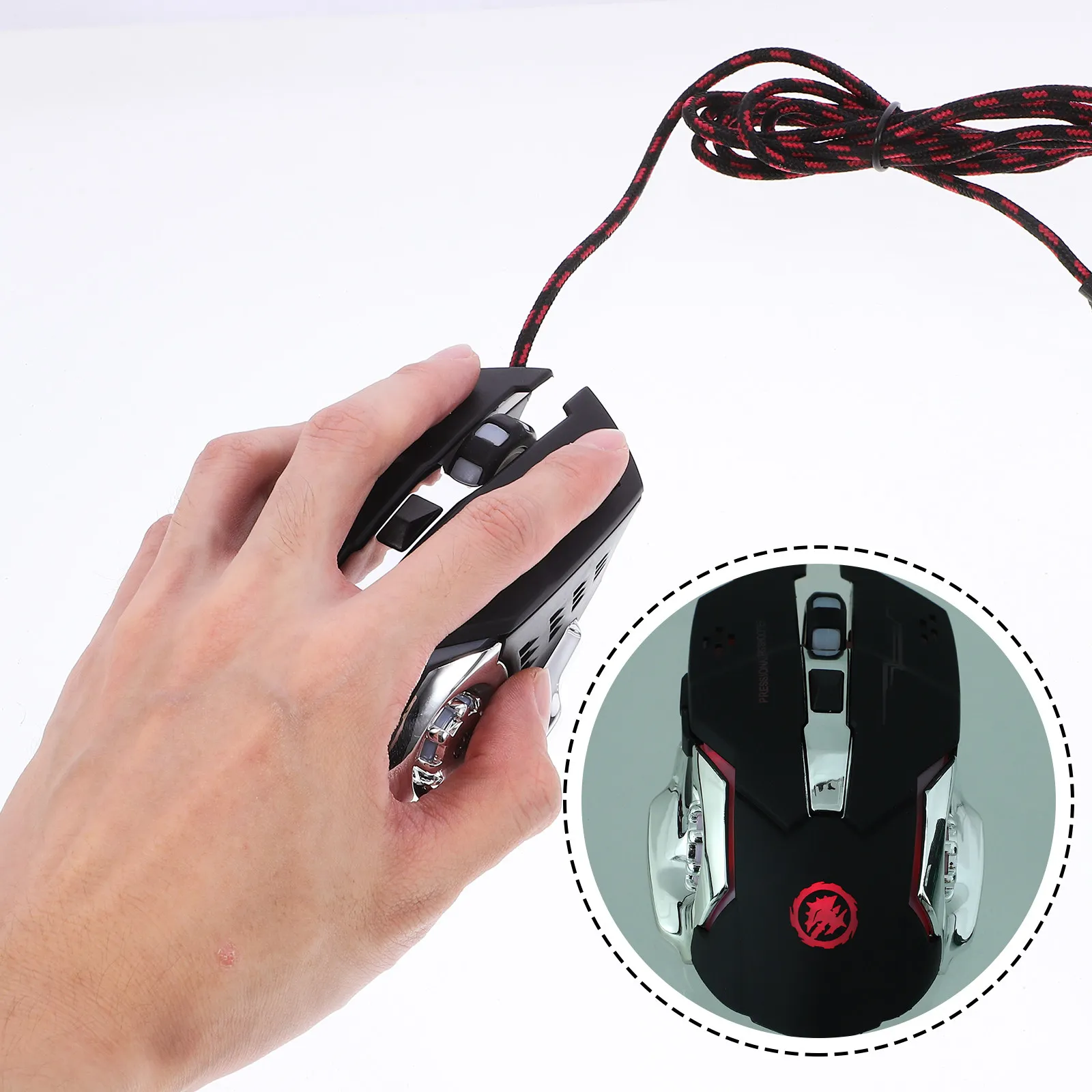 Rato de jogos com retroiluminação RGB, 1200-3200 DPI, ajustável, ergonómico, com ligação USB, para PC, portátil, jogadores e trabalho de escritório, c